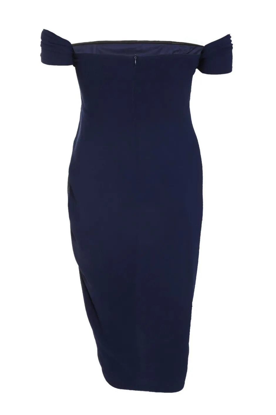 Quiz Curve Navy Chiffon Bardot Midi Dress Discount