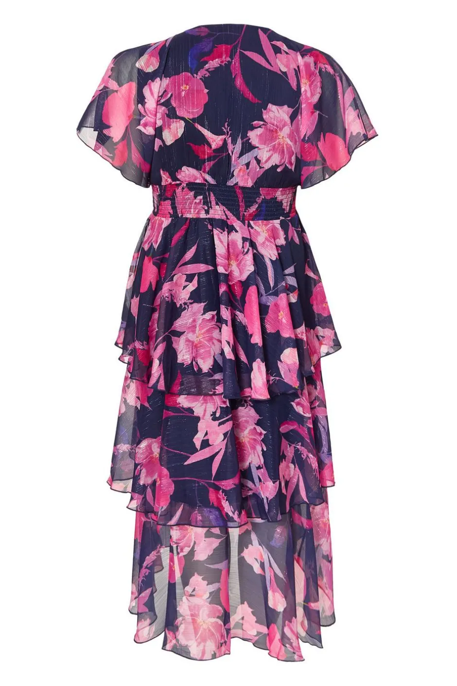 Quiz Curve Navy Chiffon Tiered Midi Dress Discount
