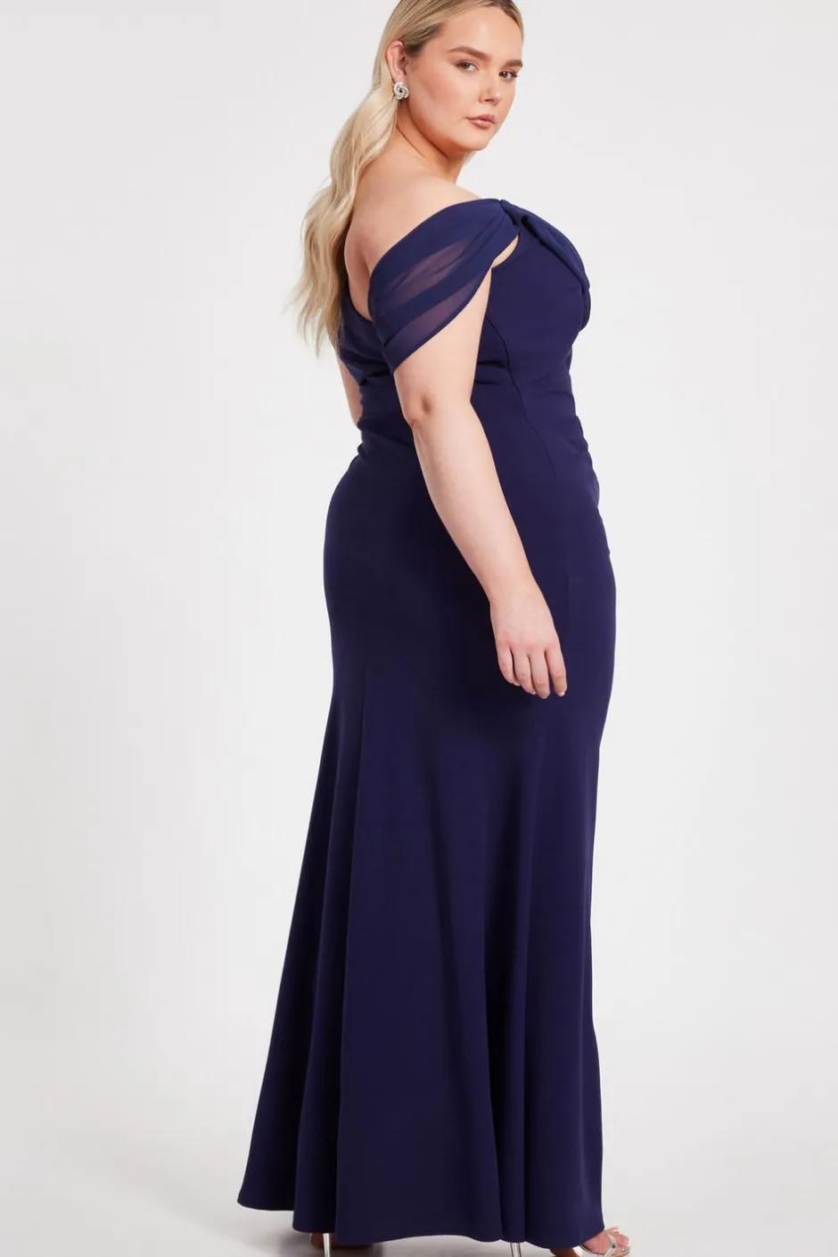 Quiz Curve Navy Drop Sleeve Maxi Dress Sale