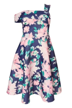 Quiz Curve Navy Floral Print Skater Dress New