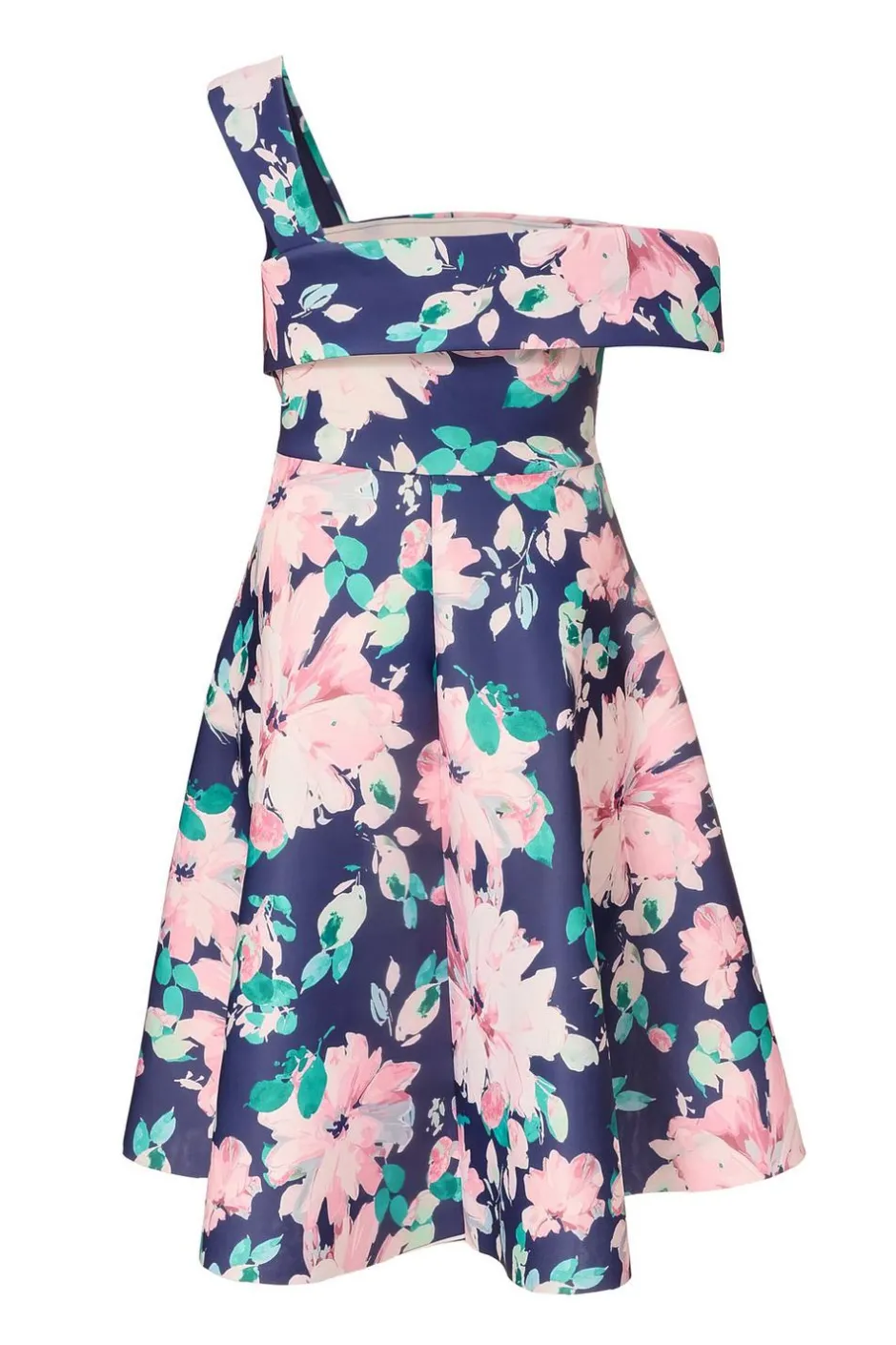 Quiz Curve Navy Floral Print Skater Dress New