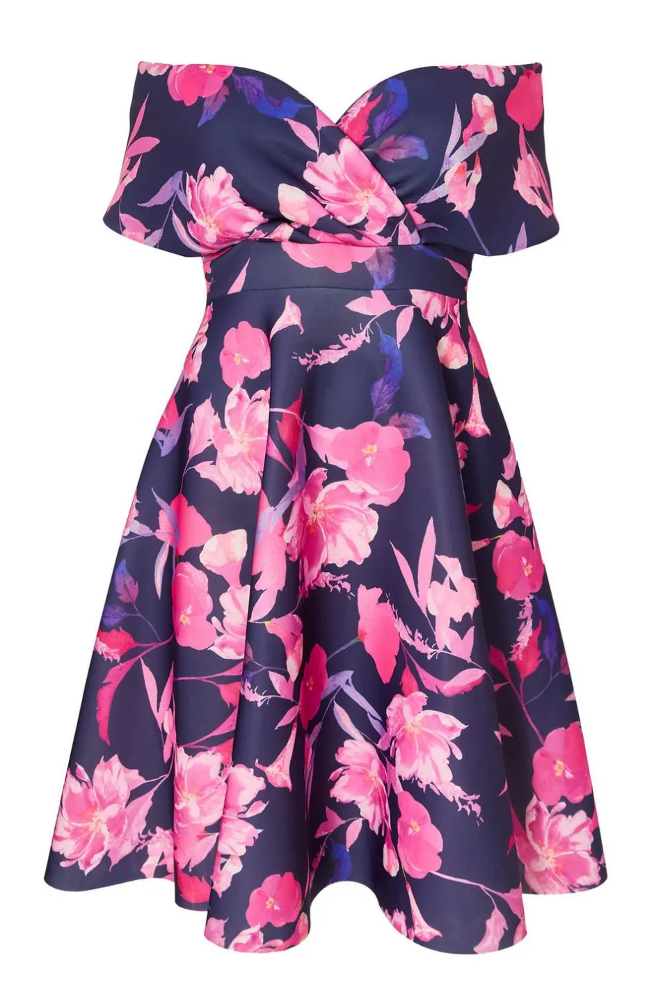 Quiz Curve Navy Floral Skater Dress Sale