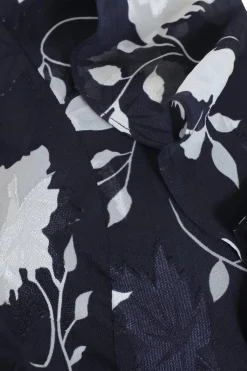 Quiz Curve Navy Floral Wrap Frill Peplum Top Discount