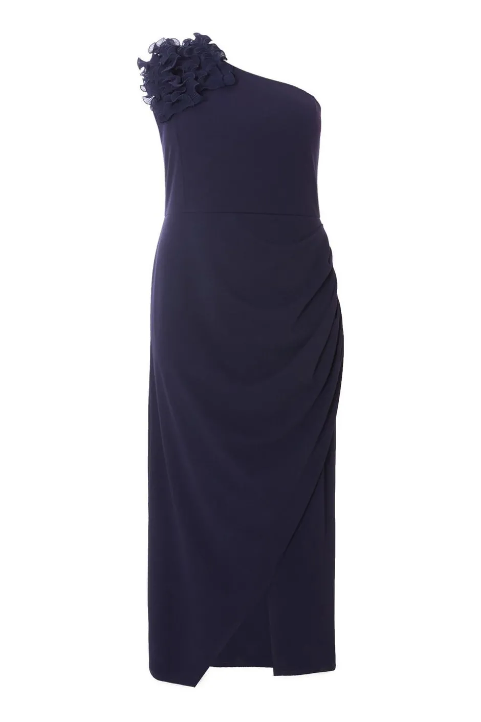 Quiz Curve Navy One Shoulder Maxi Dress New