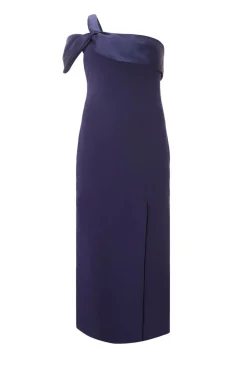 Quiz Curve One Shoulder Maxi Dress Navy Online