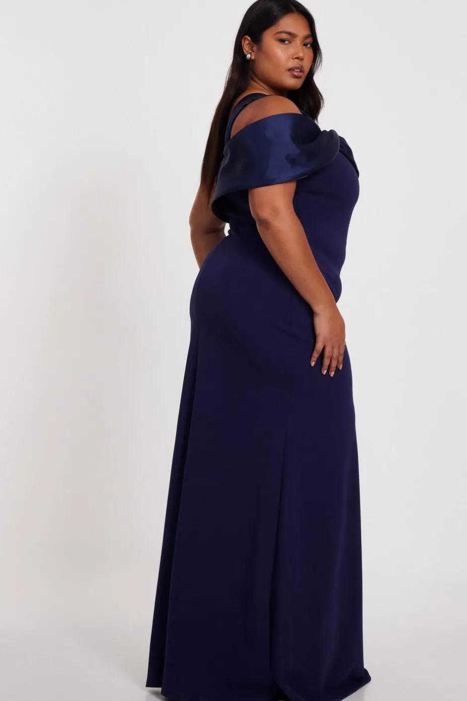 Quiz Curve One Shoulder Maxi Dress Navy Online