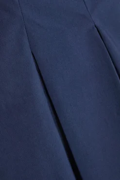 Quiz Curve Navy Pleated Peplum Top