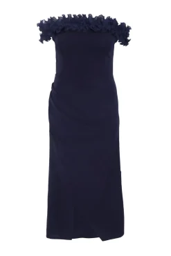 Quiz Curve Navy Ruffle Bardot Maxi Dress Online
