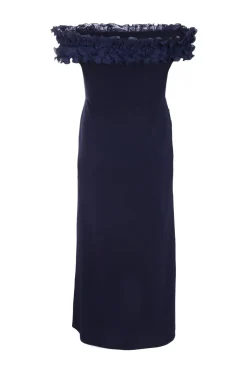 Quiz Curve Navy Ruffle Bardot Maxi Dress Online