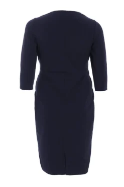 Quiz Curve Navy Scuba Midi Dress