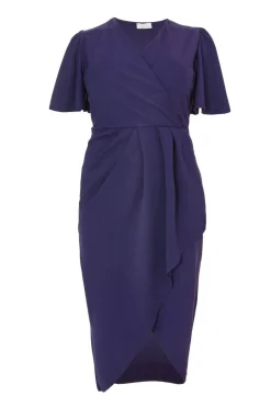 Quiz Curve Navy Wrap Midi Dress Online