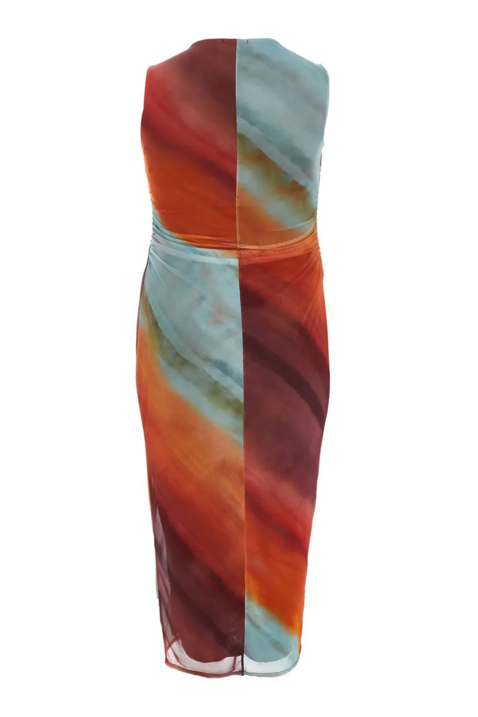 Quiz Curve Orange Ombre Print Ruched Midaxi Dress Outlet