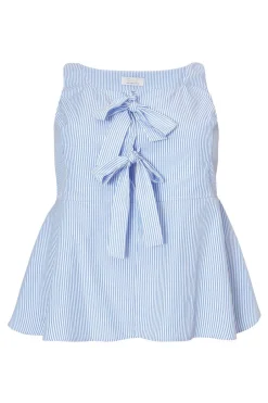Quiz Curve Pale Blue Striped Top New