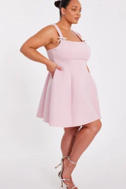 Quiz Curve Pink A-Line Mini Dress Clearance