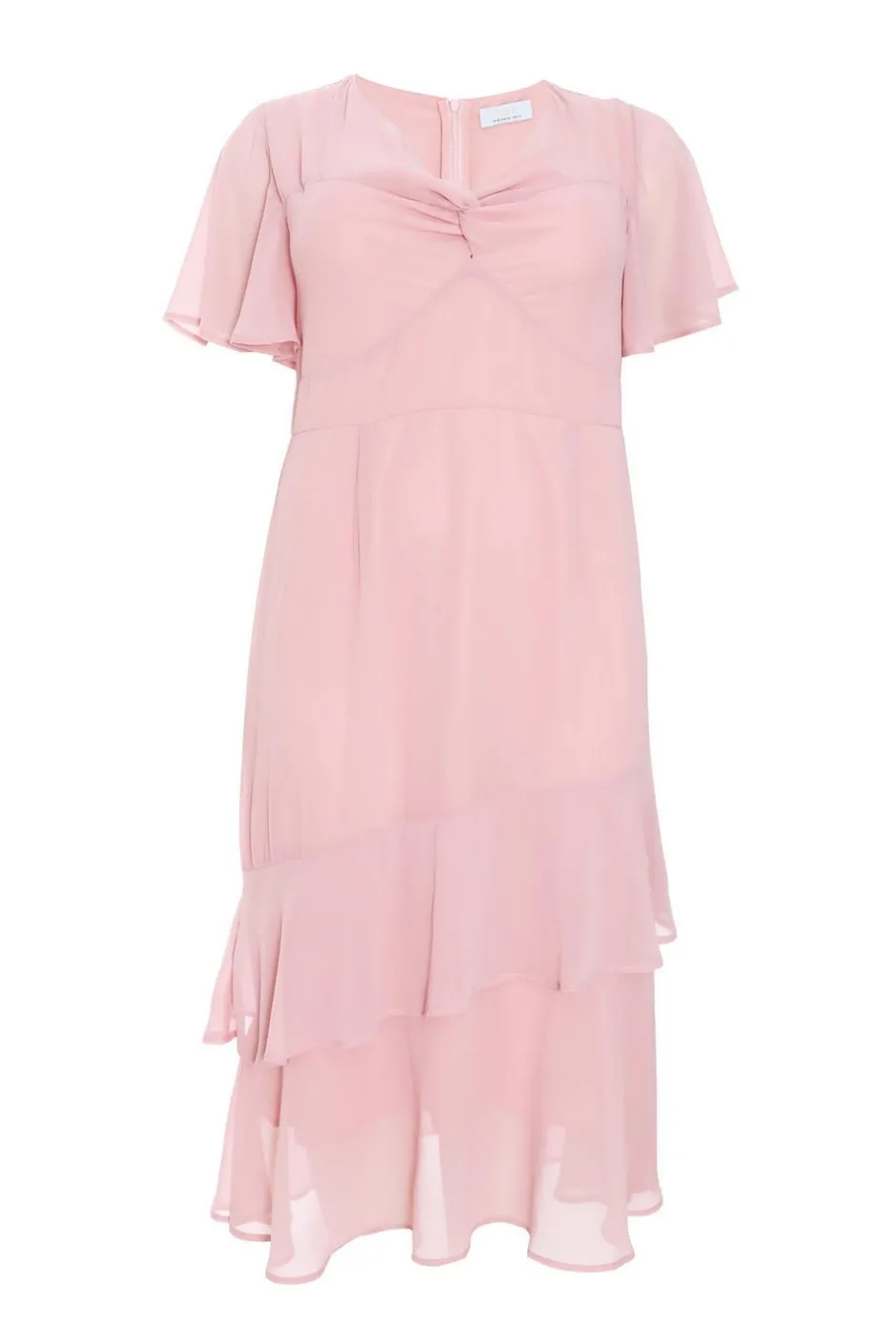 Quiz Curve Pink Chiffon Midaxi Dress Blush Discount