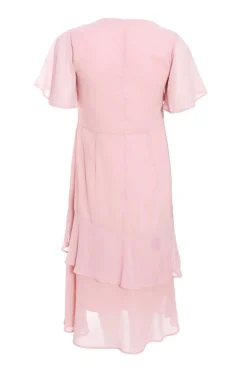 Quiz Curve Pink Chiffon Midaxi Dress Blush Discount