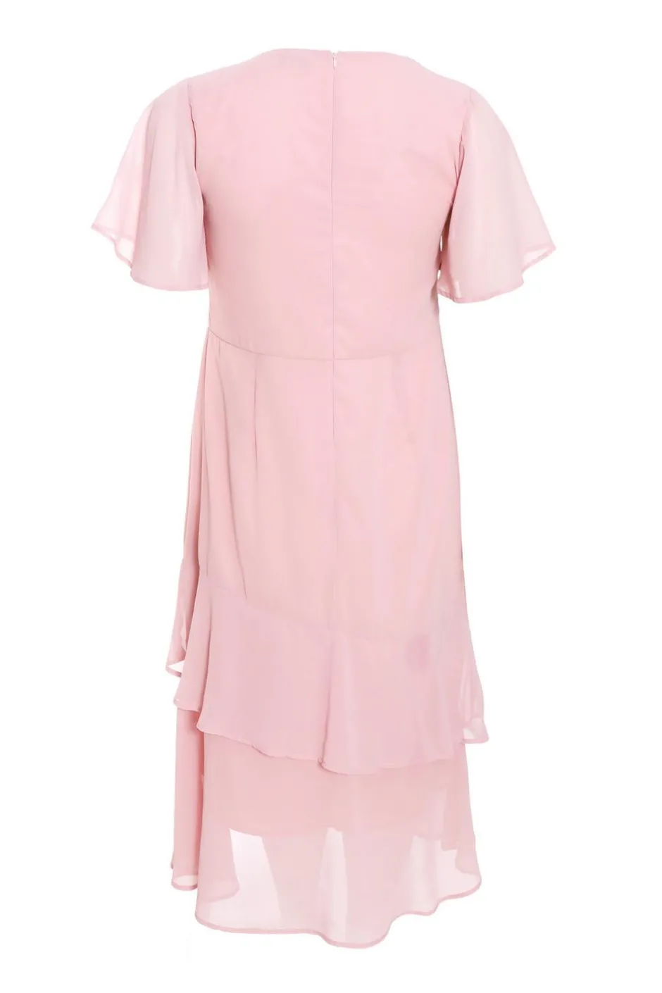 Quiz Curve Pink Chiffon Midaxi Dress Blush Discount