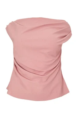 Quiz Curve Drape Neck Top Pink Hot