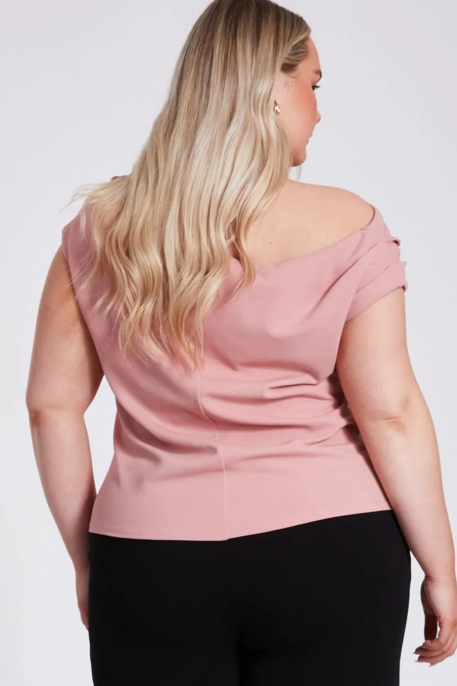Quiz Curve Drape Neck Top Pink Hot