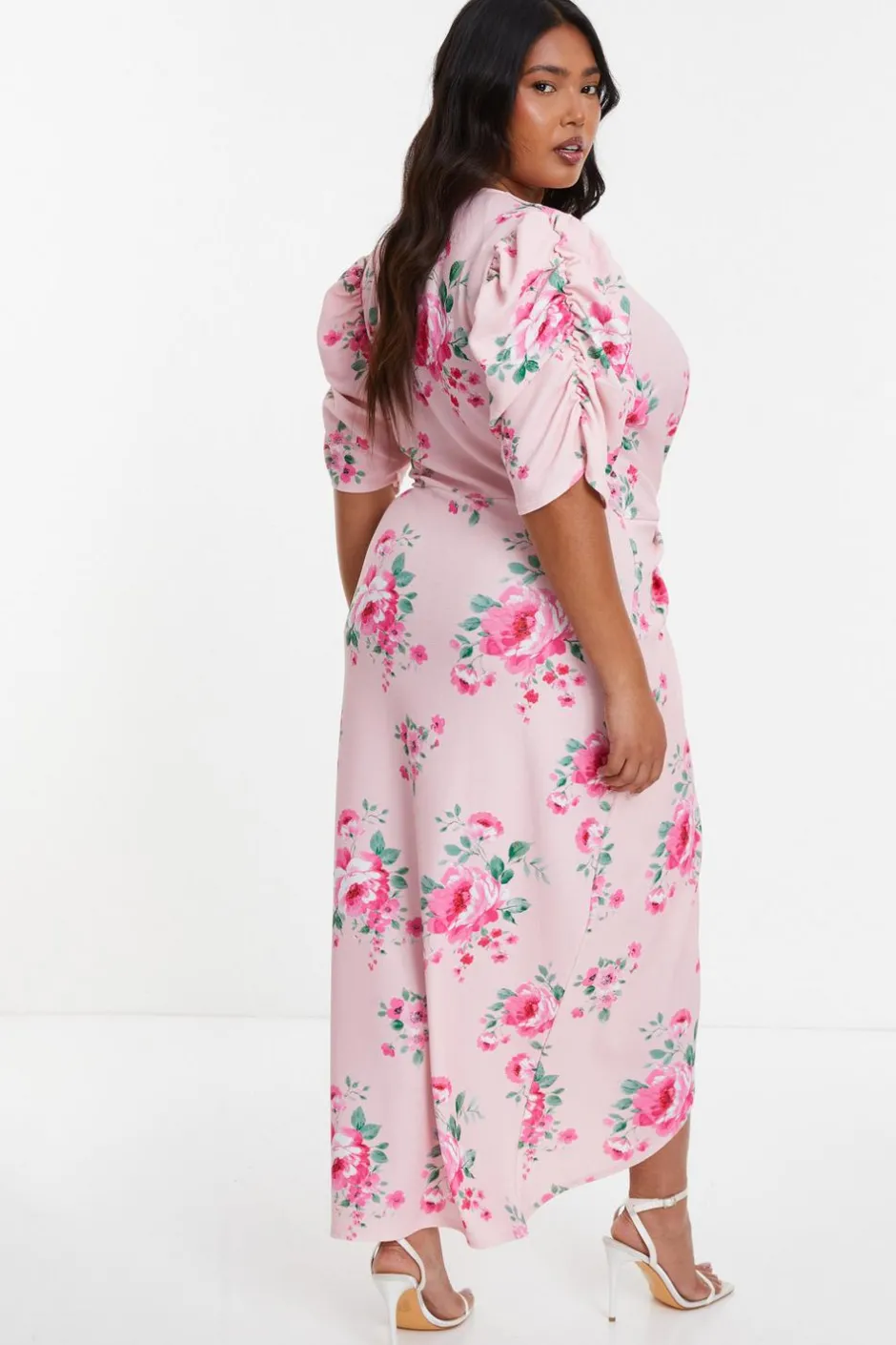 Quiz Curve Pink Floral Wrap Midaxi Dress Best