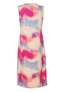 Quiz Curve Pink Satin Tie Dye Midi Dress Hot