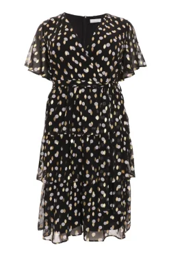 Quiz Curve Polka Dot Foil Wrap Midi Dress Hot