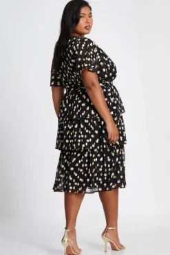Quiz Curve Polka Dot Foil Wrap Midi Dress Hot