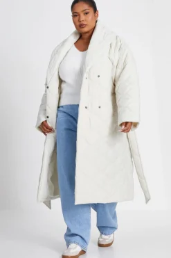 Quiz Curve Quilted Wrap Coat Hot