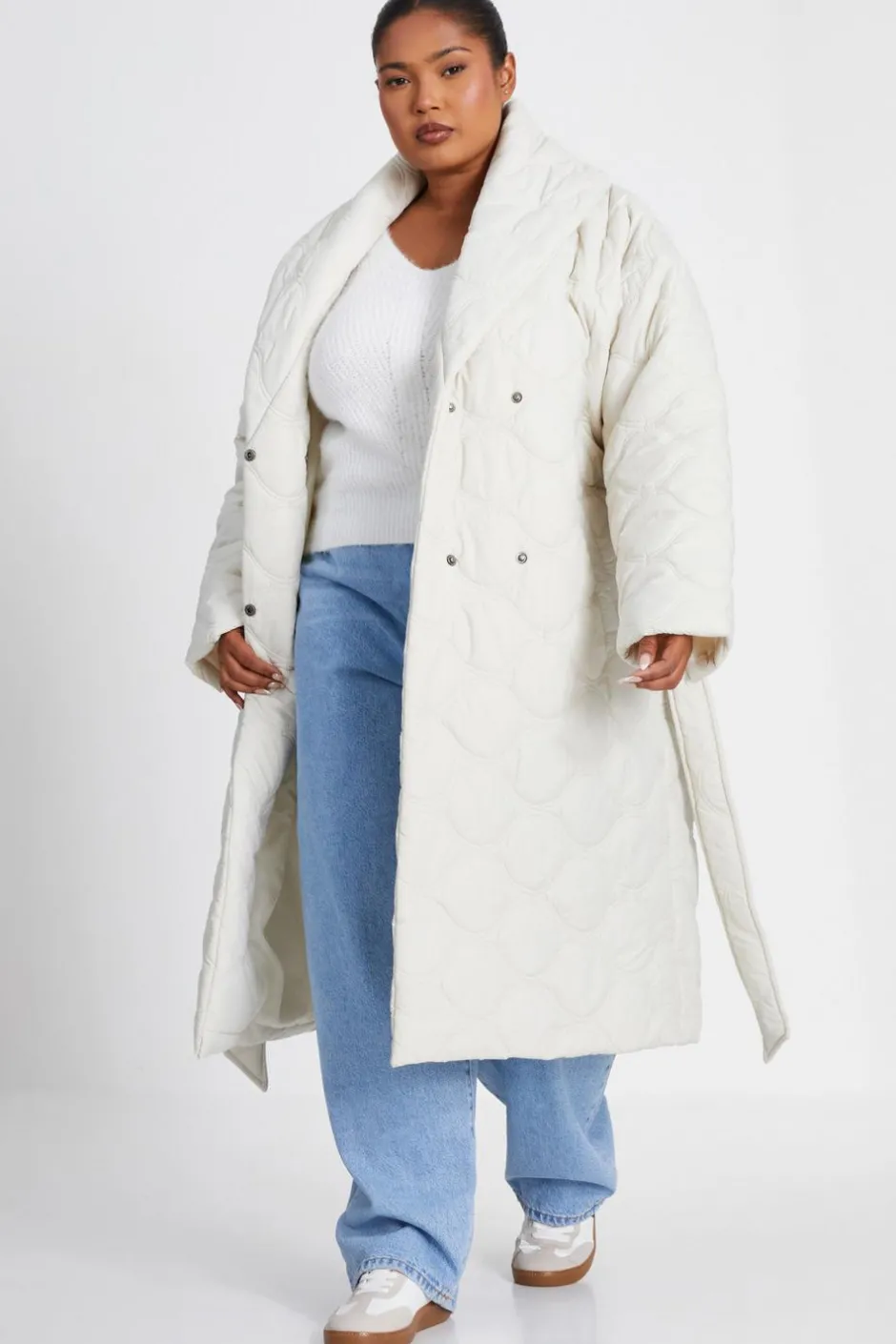 Quiz Curve Quilted Wrap Coat Hot