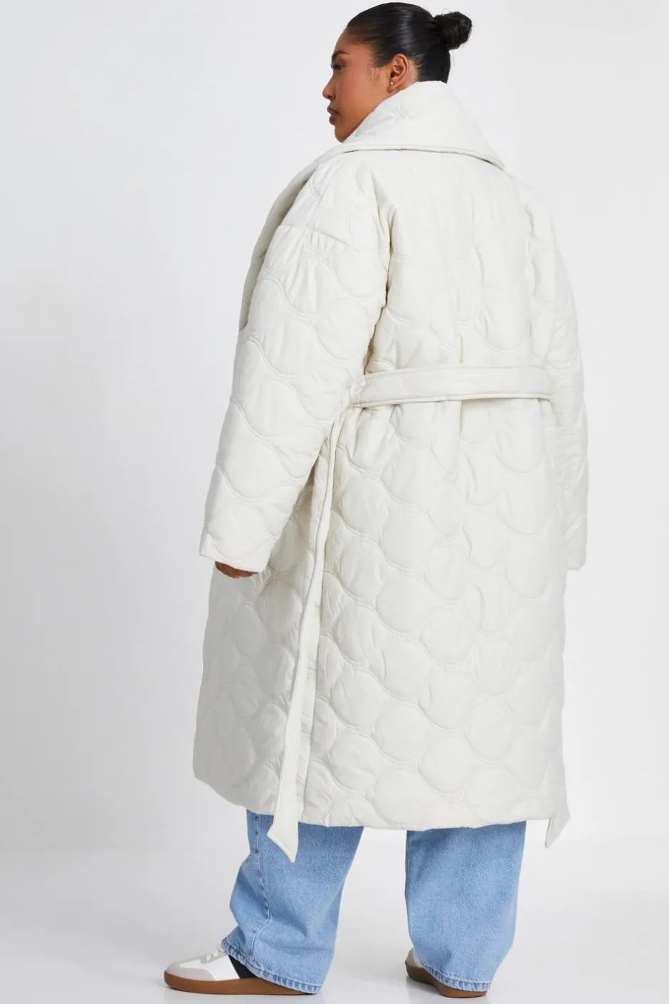 Quiz Curve Quilted Wrap Coat Hot