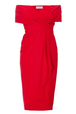 Quiz Curve Bardot Midi Dress Red Best