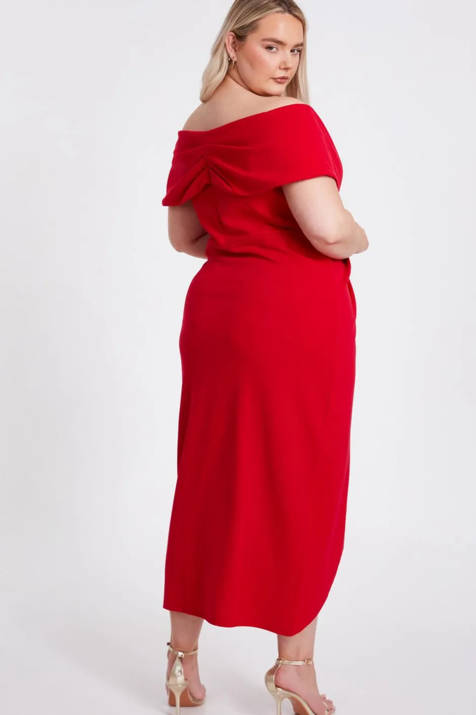 Quiz Curve Bardot Midi Dress Red Best