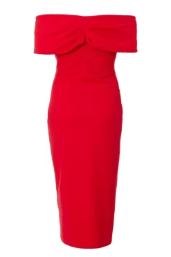 Quiz Curve Bardot Midi Dress Red Best