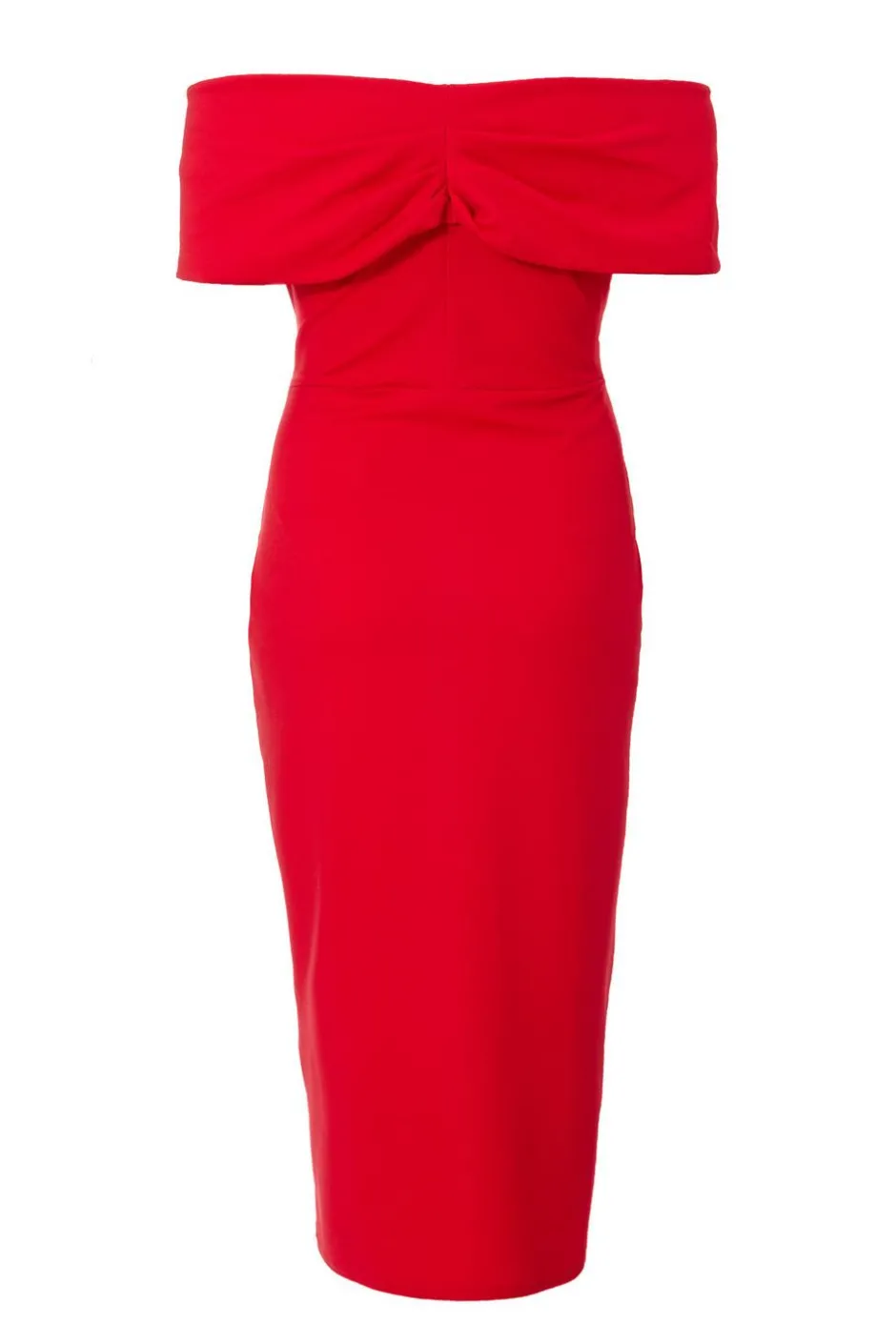 Quiz Curve Bardot Midi Dress Red Best
