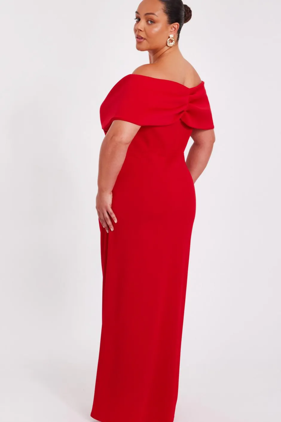 Quiz Curve Red Bardot Wrap Maxi Dress Sale