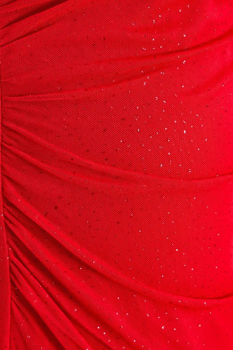 Quiz Curve Red Glitter Mesh Midaxi Dress Hot