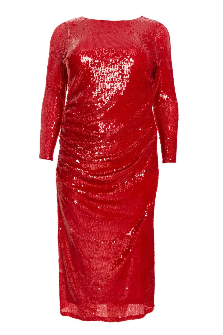 Quiz Curve Sequin Ruched Midaxi Dress Red Best