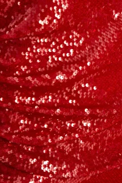 Quiz Curve Sequin Ruched Midaxi Dress Red Best