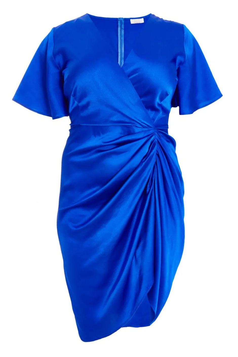 Quiz Curve Royal Blue Satin Midi Dress Online