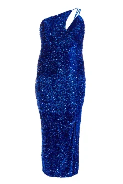 Quiz Curve Sequin Maxi Dress Royal Blue