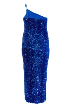 Quiz Curve Sequin Maxi Dress Royal Blue