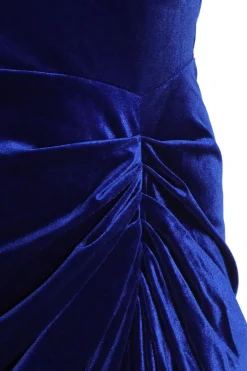 Quiz Curve Velvet Ruched Midi Dress Royal Blue