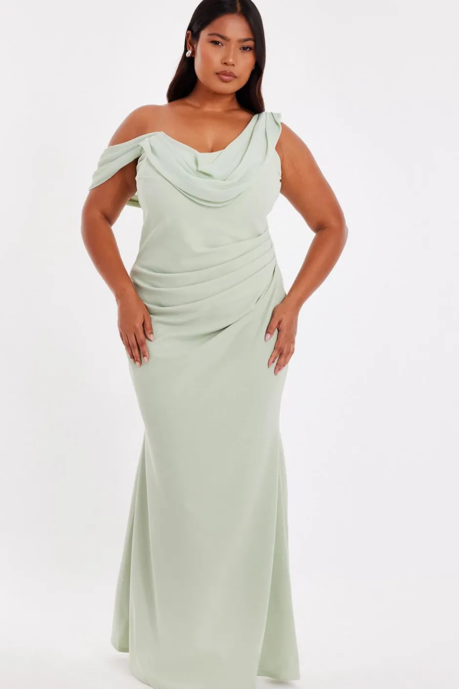 Quiz Curve Sage Drop Sleeve Maxi Dress Best