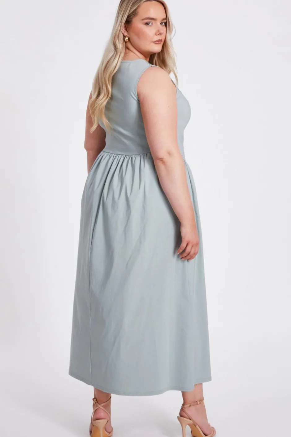 Quiz Curve Sage Drop Waist Midaxi Dress Discount