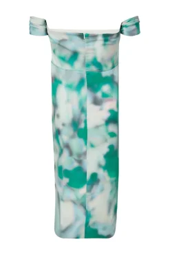 Quiz Curve Satin Marble Print Midi Dress Hot