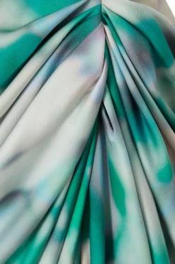 Quiz Curve Satin Marble Print Midi Dress Hot