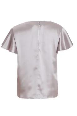 Quiz Curve Silver Satin Cowl Neck Top Outlet