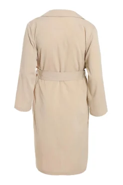 Quiz Curve Stone Linen Look Trench Jacket Outlet