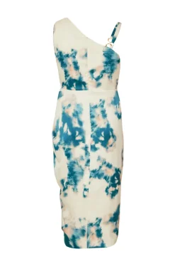 Quiz Curve Teal Marble Print Midi Dress Outlet