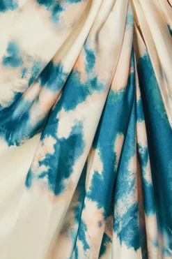 Quiz Curve Teal Marble Print Midi Dress Outlet